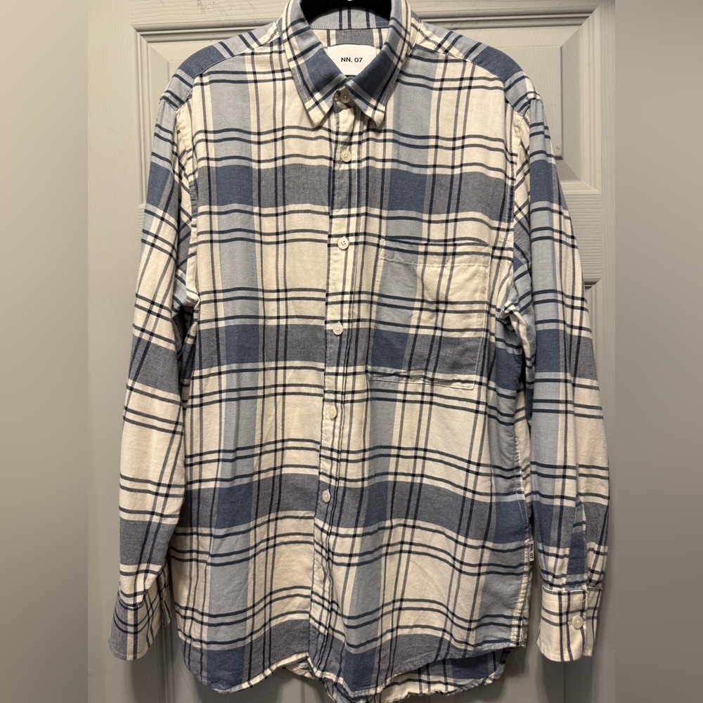 NN.07 Men's Blue and White Plaid Shirt